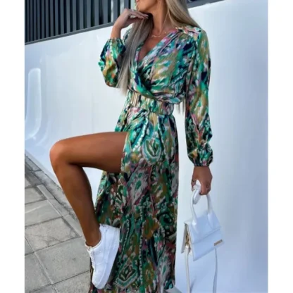 Elegant Long Sleeve Maxi Pink Dresses - Image 4