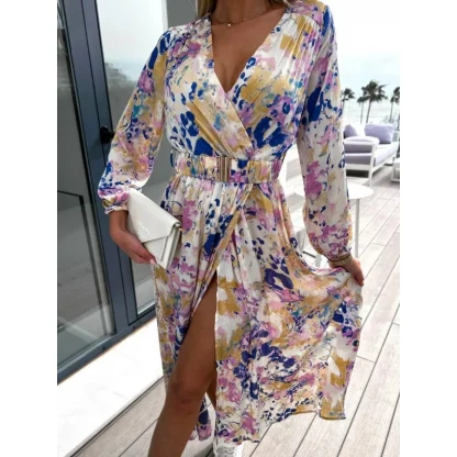 Elegant Long Sleeve Maxi Pink Dresses - Image 5