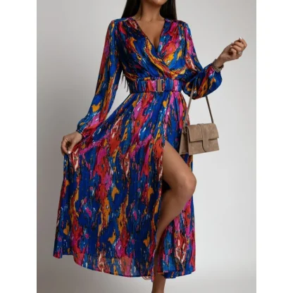 Elegant Long Sleeve Maxi Pink Dresses - Image 7