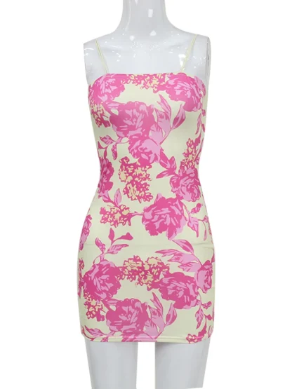 Bodycon Floral Mini Pink Dress - Image 6