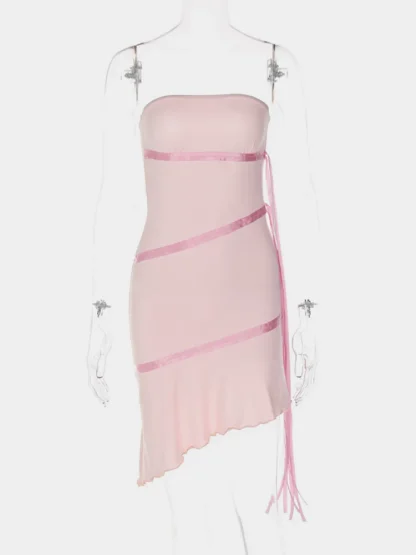 Strapless Solid Pink Dresses - Image 6