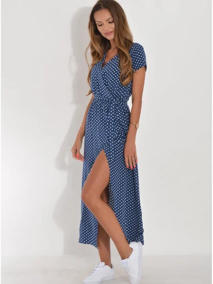 Floral Wrap Midi Pink Dresses - Image 6