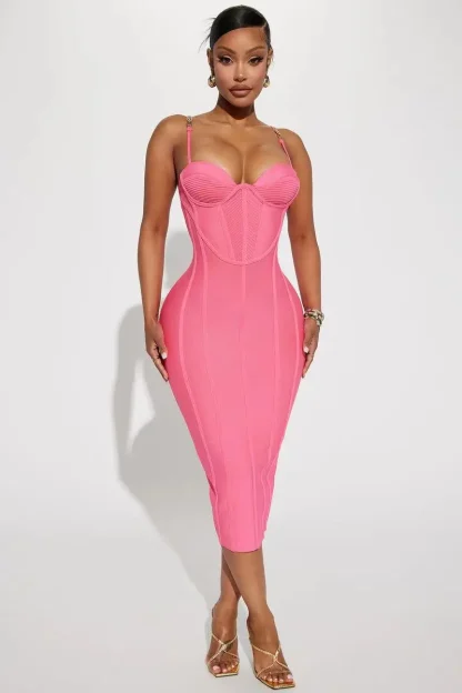 Sleeveless Bandage Pink Dress