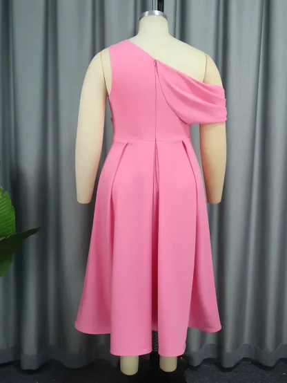 One-shoulder A-line Pink Dress - Image 3
