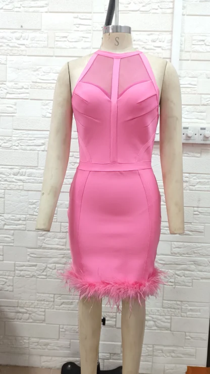 Bodycon Halter Pink Dress - Image 4