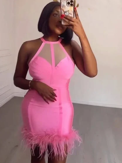 Bodycon Halter Pink Dress