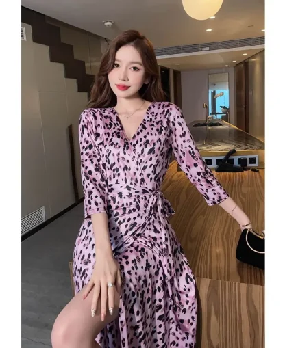 Wrap Long Sleeve Maxi Pink Dress - Image 3