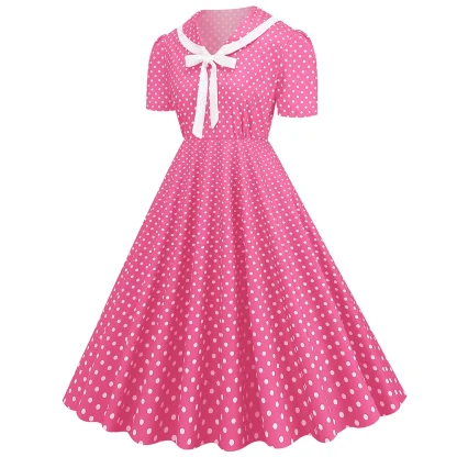 A-line Short Sleeve Pink Dresses - Image 3