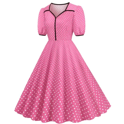 A-line Short Sleeve Pink Dresses - Image 4