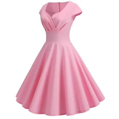 A-line Short Sleeve Pink Dresses