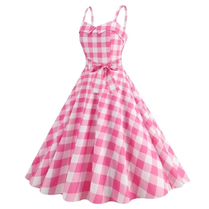 Polka Dot A-line Pink Dresses - Image 6