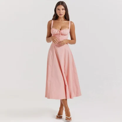 Sleeveless Corset-style Pink Dresses - Image 3
