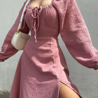 Pink Puff Sleeve Dress