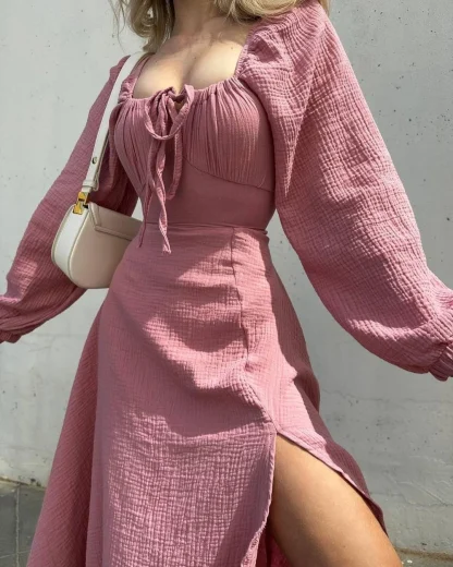 Pink Puff Sleeve Dress