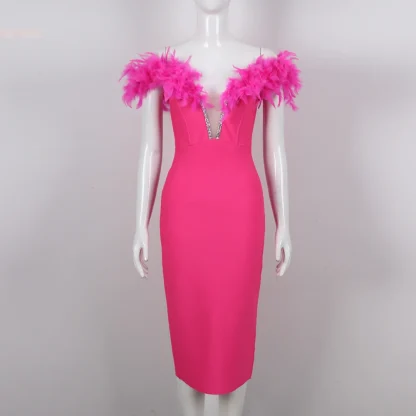 Sexy Off-shoulder Pink Dresses - Image 4