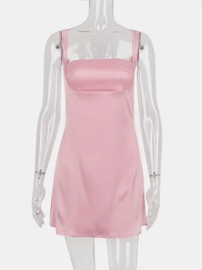 Solid Soft Sleeveless Pink Dresses - Image 6