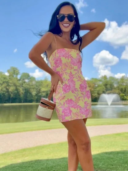 Bodycon Floral Mini Pink Dress - Image 5