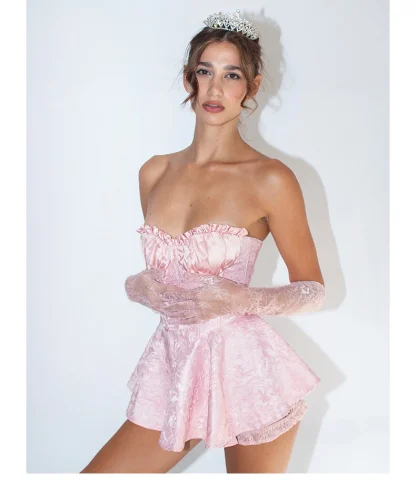 Elegant Strapless Pink Dresses - Image 5