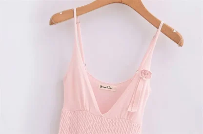 Knitted Sleeveless Mini Pink Dress - Image 5