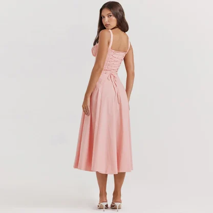 Sleeveless Corset-style Pink Dresses - Image 4