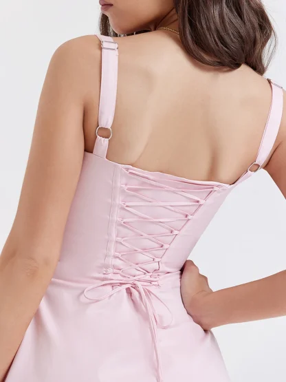 Sleeveless Tie-up Pink Dresses - Image 2