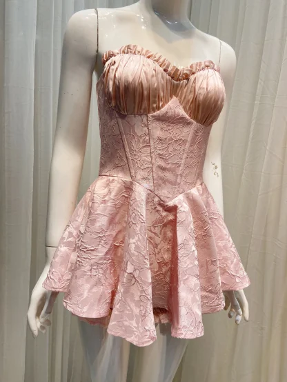 Elegant Strapless Pink Dresses - Image 3