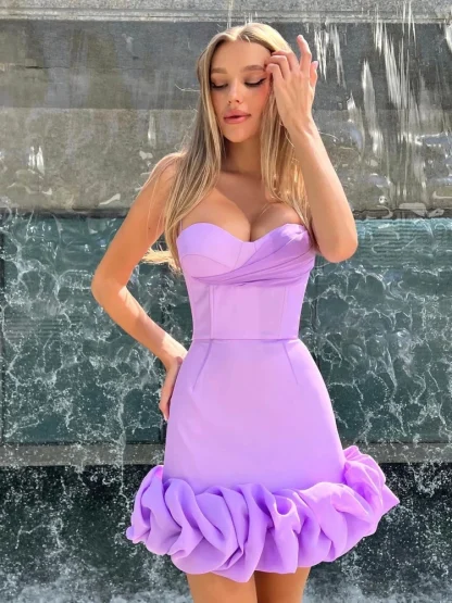Cute Ruffle Hem Pink Dresses - Image 5