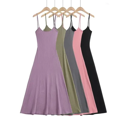 Solid Camisole Pink Dresses - Image 7