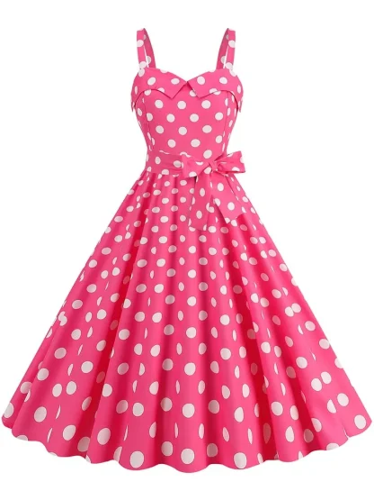 Plaid Sleeveless A-line Pink Dresses - Image 5