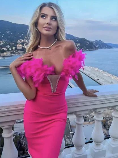 Sexy Off-shoulder Pink Dresses - Image 3