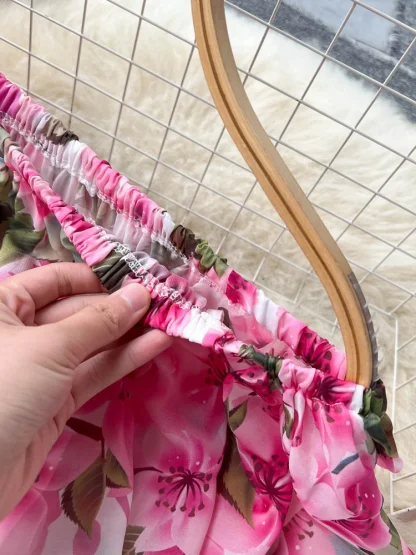 Off-shoulder Floral Long Pink Dress - Image 4