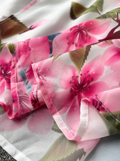 Off-shoulder Floral Long Pink Dress - Image 5