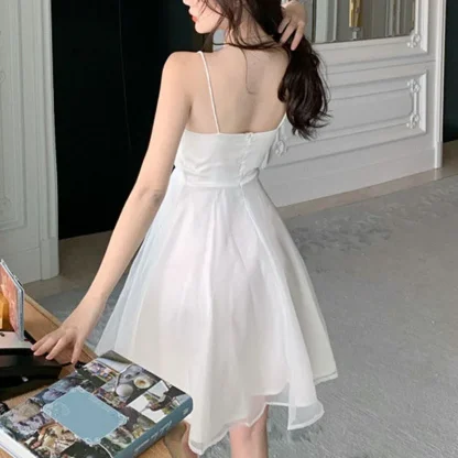 A-line Mesh Solid Pink Dress - Image 6