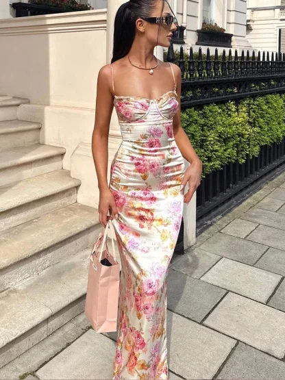 Elegant Floral Pink Dress