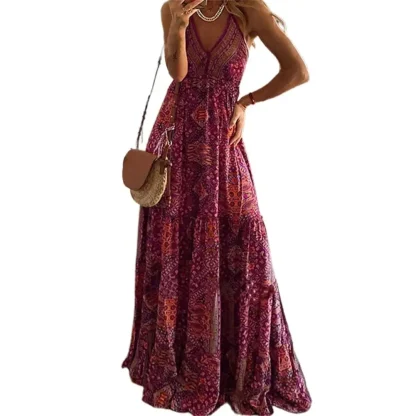 Boho-style V-neck Pink Dresses - Image 3
