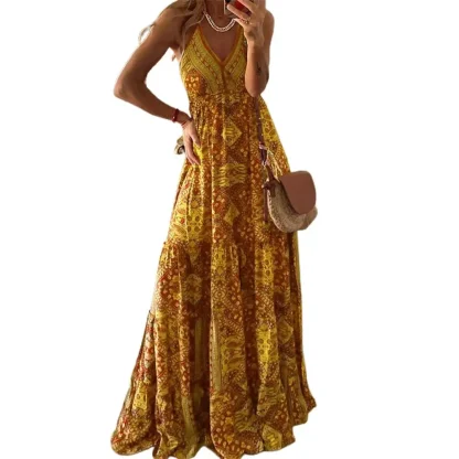 Boho-style V-neck Pink Dresses - Image 4