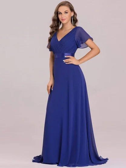 V-neck Elegant Long Pink Dresses - Image 4