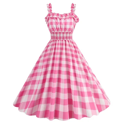 Polka Dot A-line Pink Dresses - Image 4