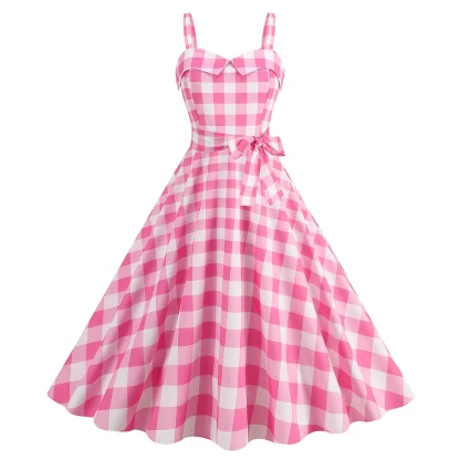 Polka Dot A-line Pink Dresses - Image 5