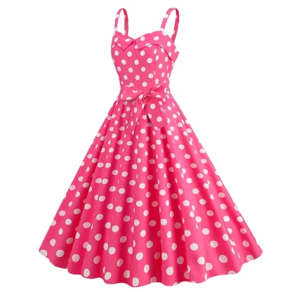Polka Dot A-line Pink Dresses - Image 3