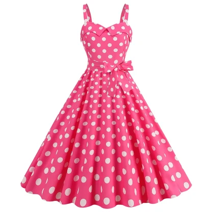 Polka Dot A-line Pink Dresses