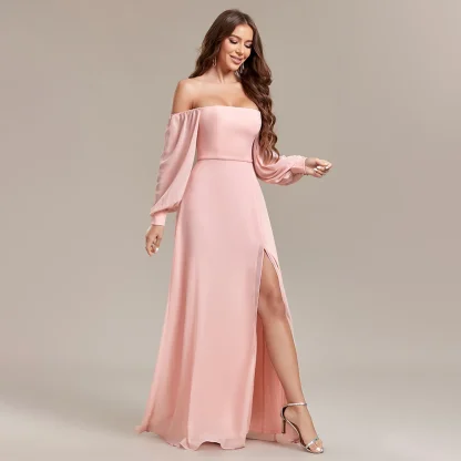 Lantern Sleeve Long Pink Dress - Image 5