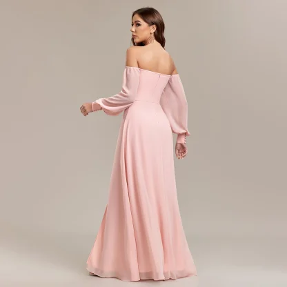 Lantern Sleeve Long Pink Dress - Image 6