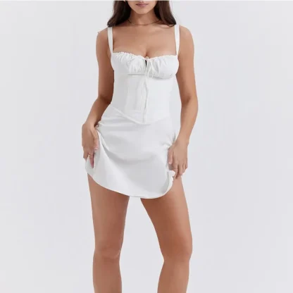 Sleeveless Tie-up Pink Dresses - Image 4