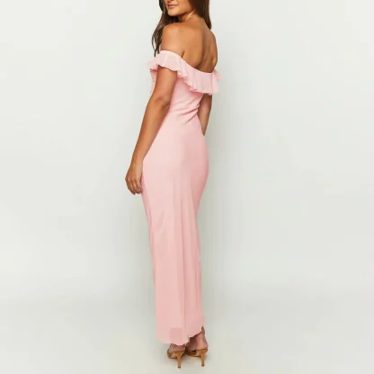 Off-shoulder Elegant Pink Dress - Image 6