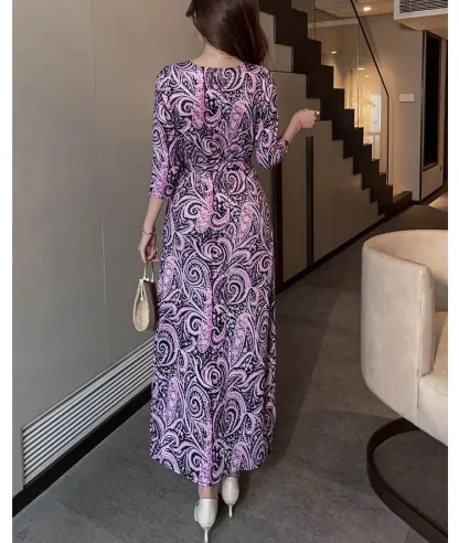 V-neck Thigh High Slit Pink Dress - Image 2