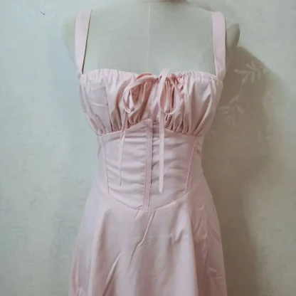Lace-up Corset Pink Dress - Image 7