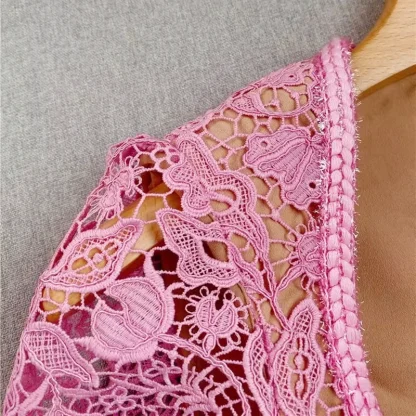 Elegant Lace Midi Pink Dress - Image 5