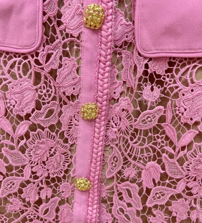 Elegant Lace Midi Pink Dress - Image 6