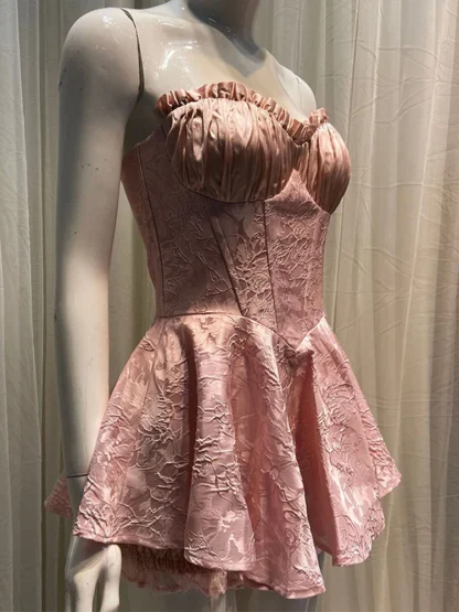Strapless Corset Mini Pink Dresses - Image 2
